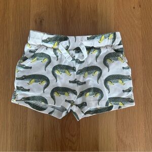 Kids Alligator Print Shorts - White and Green